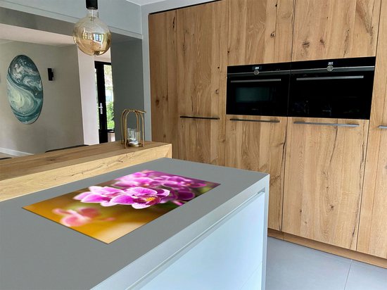Chefcare Inductie Beschermer Paarse Orchidee Bloemen - 90x50 cm - Afdekplaat Inductie - Kookplaat Beschermer - Inductie Mat