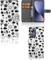 Telefoonhoesje Xiaomi 12 Pro Wallet Book Case met Pasjeshouder Silver Punk