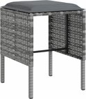 Grijze poly rotan bijzettafel, 36x36x38 cm (lxbxh), met kussen.