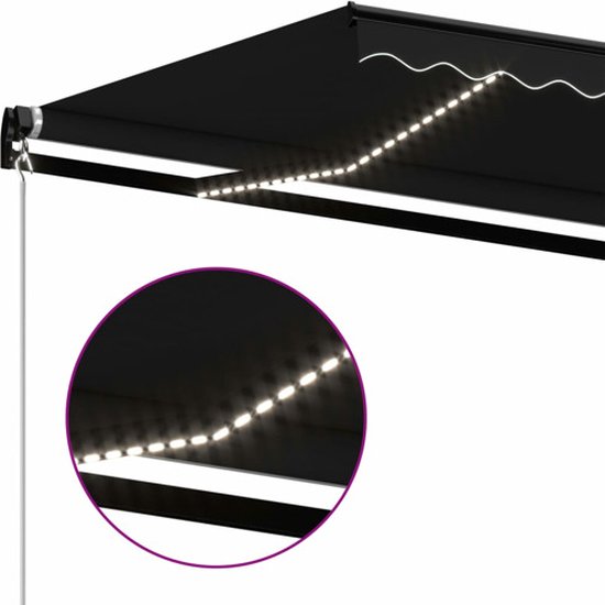 vidaXL Auvent extensible manuellement avec LED 400 x 350 cm Couleur anthracite