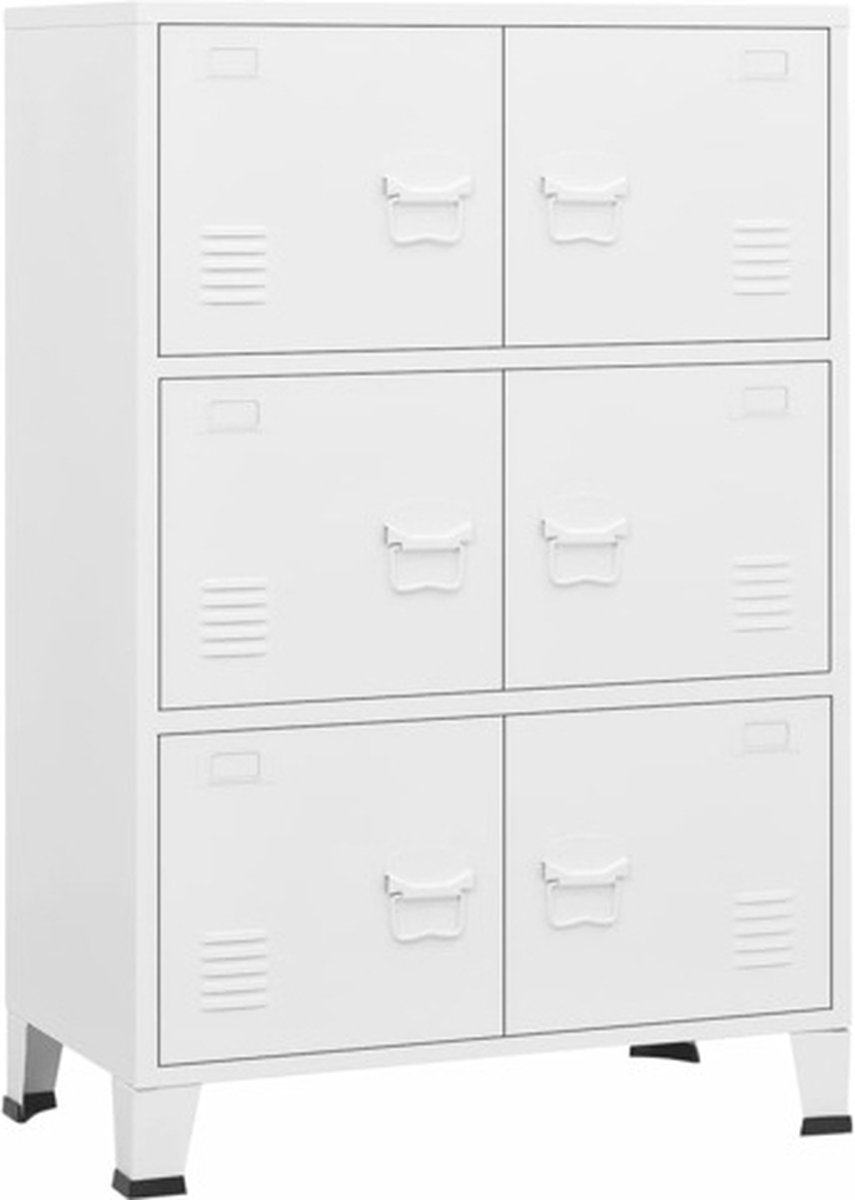 vidaXL - Opbergkast - industrieel - 75x40x115 - cm - metaal - wit