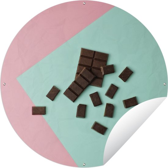 Tuincirkel Gebroken chocoladereep - 120x120 cm - Ronde Tuinposter - Buiten XXL / Groot formaat!