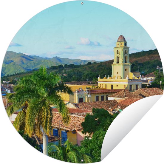Tuincirkel Oude stad in Cuba - 60x60 cm - Ronde Tuinposter - Buiten