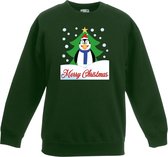 Groene kersttrui pinguin voor kerstboom voor jongens en meisjes - Kerstruien kind 122/128