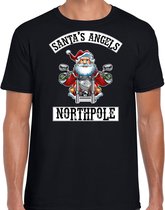 Fout Kerstshirt / Kerst t-shirt Santas angels Northpole zwart voor heren - Kerstkleding / Christmas outfit XXL