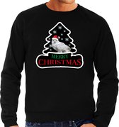 Dieren kersttrui uil zwart heren - Foute uilen kerstsweater - Kerst outfit dieren liefhebber S