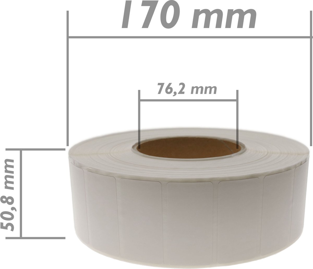 BeMatik - Rol van 4500 zelfklevende etiketten voor thermische transferprinter 50,8x25,4 mm 20 eenheden