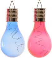 Lumineo Solar tuin feestlampjes - 4x - 2 kleuren - LED - blauw/rood - lampen - 14 cm- Tuinverlichting - Party lights