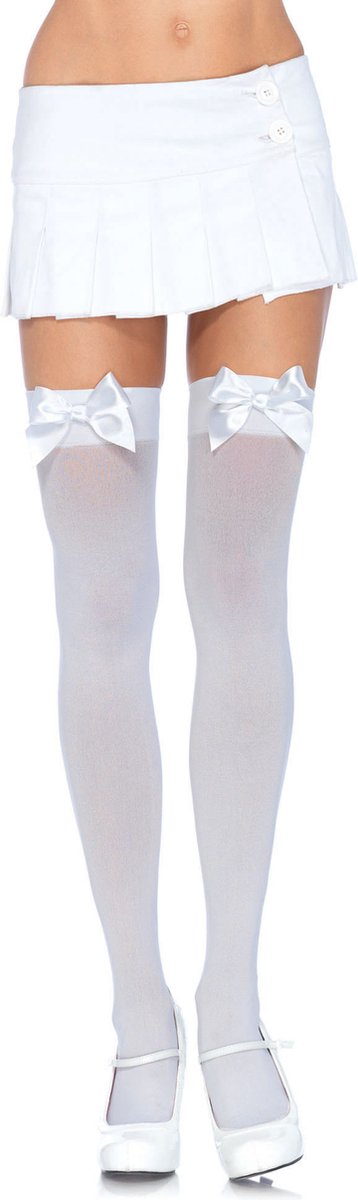 Nylon Thigh Highs With Bow