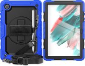 Case2go - Tablet Hoes geschikt voor Samsung Galaxy Tab A8 (2022 & 2021) - 10.5 Inch - Heavy Duty Case met Ingebouwde Screenprotector en Schouderriem - Donker Blauw