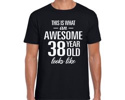 Awesome 38 years - geweldig 38 jaar cadeau t-shirt - zwart - voor heren - Verjaardag cadeau - korte mouwen XXL