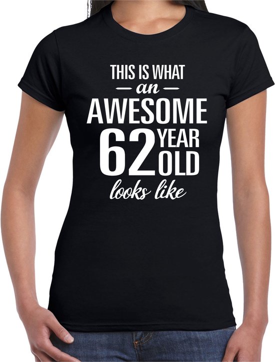 Awesome 62 year - geweldig 62 jaar cadeau t-shirt zwart dames - Verjaardag cadeau XXL
