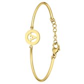 Lucardi Dames Goldplated armband met letter - A - Staal - Armband - Cadeau - Moederdag - 20 cm - Goudkleurig