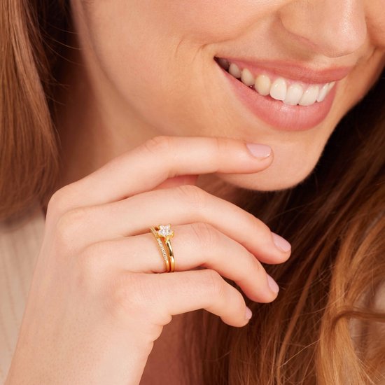 Lucardi - Dames geplateerde ring - sieraden - cadeau zilver