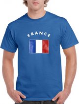 Blauw heren t-shirt vlag France 2xl