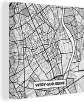 Canvas Schilderij Plattegrond - Kaart - Stadskaart - Frankrijk - Vitry-sur-Seine - 50x50 cm - Wanddecoratie