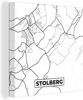 Canvas Schilderij Plattegrond - Stolberg - Kaart - Stadskaart - 90x90 cm - Wanddecoratie