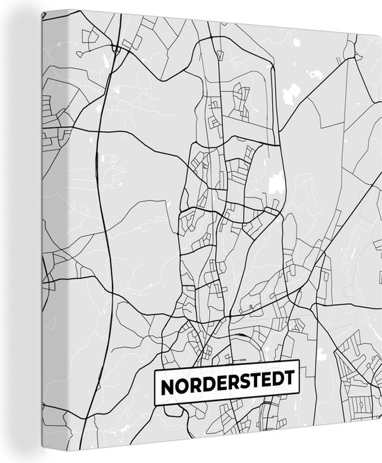 Canvas Schilderij Duitsland - Plattegrond - Norderstedt - Kaart - Stadskaart - 20x20 cm - Wanddecoratie