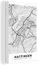 Canvas Schilderij Stadskaart - Hattingen - Plattegrond - Kaart - Duitsland - 20x30 cm - Wanddecoratie