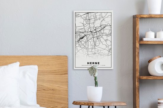 Peinture sur toile Herne - Plan de la ville - Carte - Plan d'étage - 20x30 cm - Décoration murale