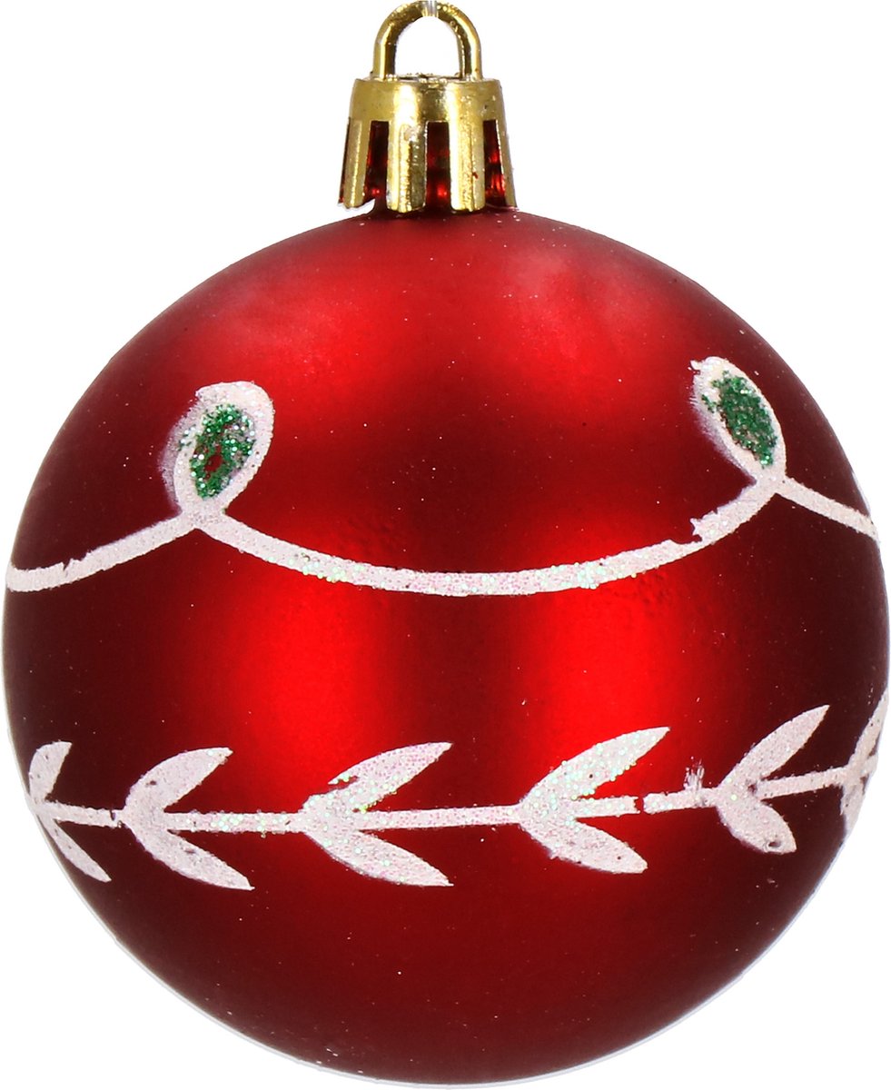 Springos Kerstballen | Kerstversiering | Onbreekbaar | 30 Stuks | 6 cm | Rood/Wit – foto 4