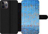 Bookcase Geschikt voor iPhone 11 Pro Max telefoonhoesje - Blauw - Roest print - Vintage - Met vakjes - Wallet case met magneetsluiting