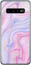 Geschikt voor Samsung Galaxy S10 hoesje - Marmer print - Kleuren - Pastel - Siliconen Telefoonhoesje