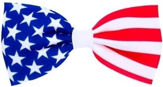 Vlinderstrikje Amerikaanse vlag - 16,5 cm - verkleed strikje USA - Landen vlaggen thema feestartikelen - Amerika