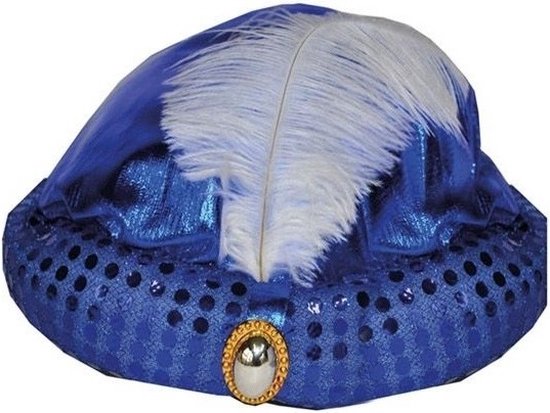 Blauw Arabisch Sultan tulband met diamant en veer - 1001 nacht verkleed  hoed | bol.com