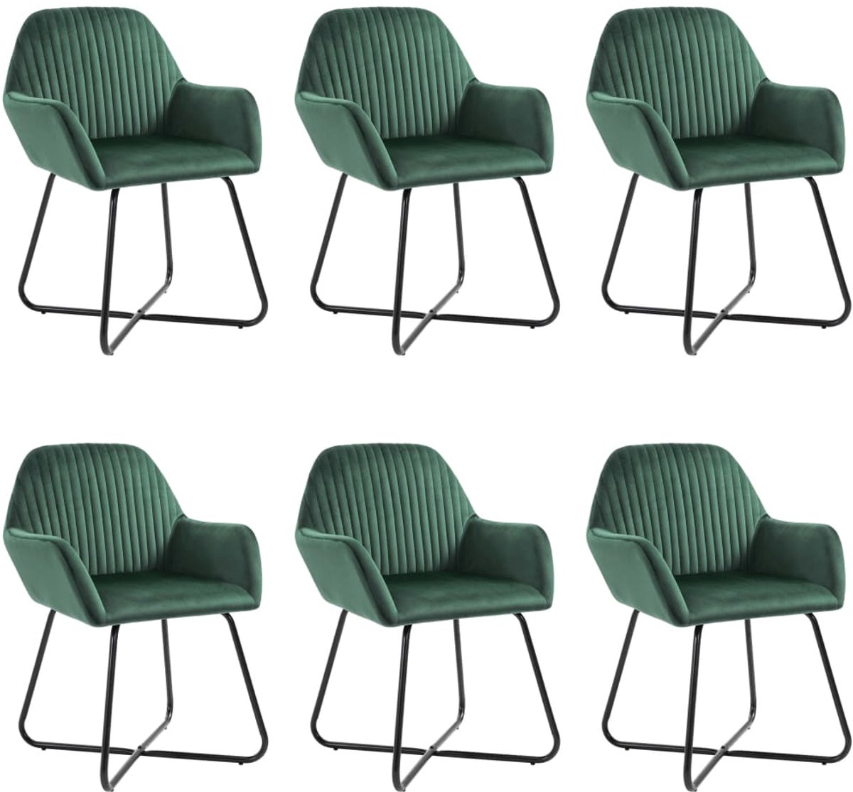vidaXL - Eetkamerstoelen - 6 - st - fluweel - groen