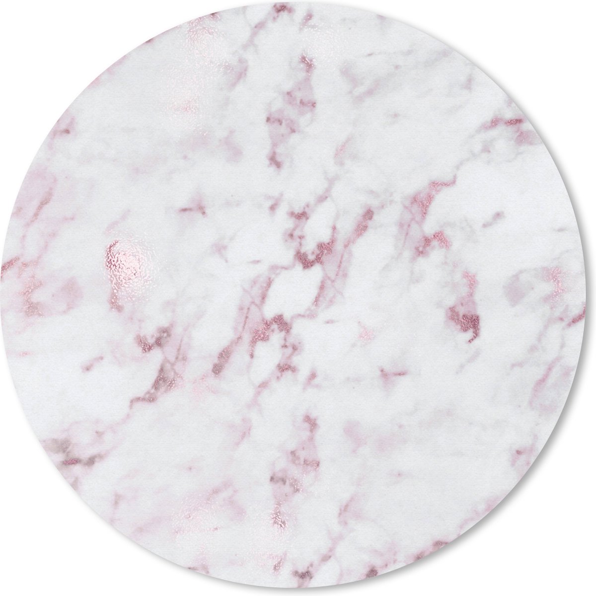 Muismat rond 50x50 cm - Mousepad Marmer - Roze - Wit - Ronde muismatten