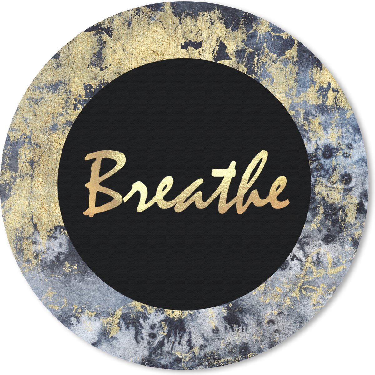 Muismat rond 40x40 cm - Mousepad Quote - Adem - Goud - Marmer print - Ronde muismatten