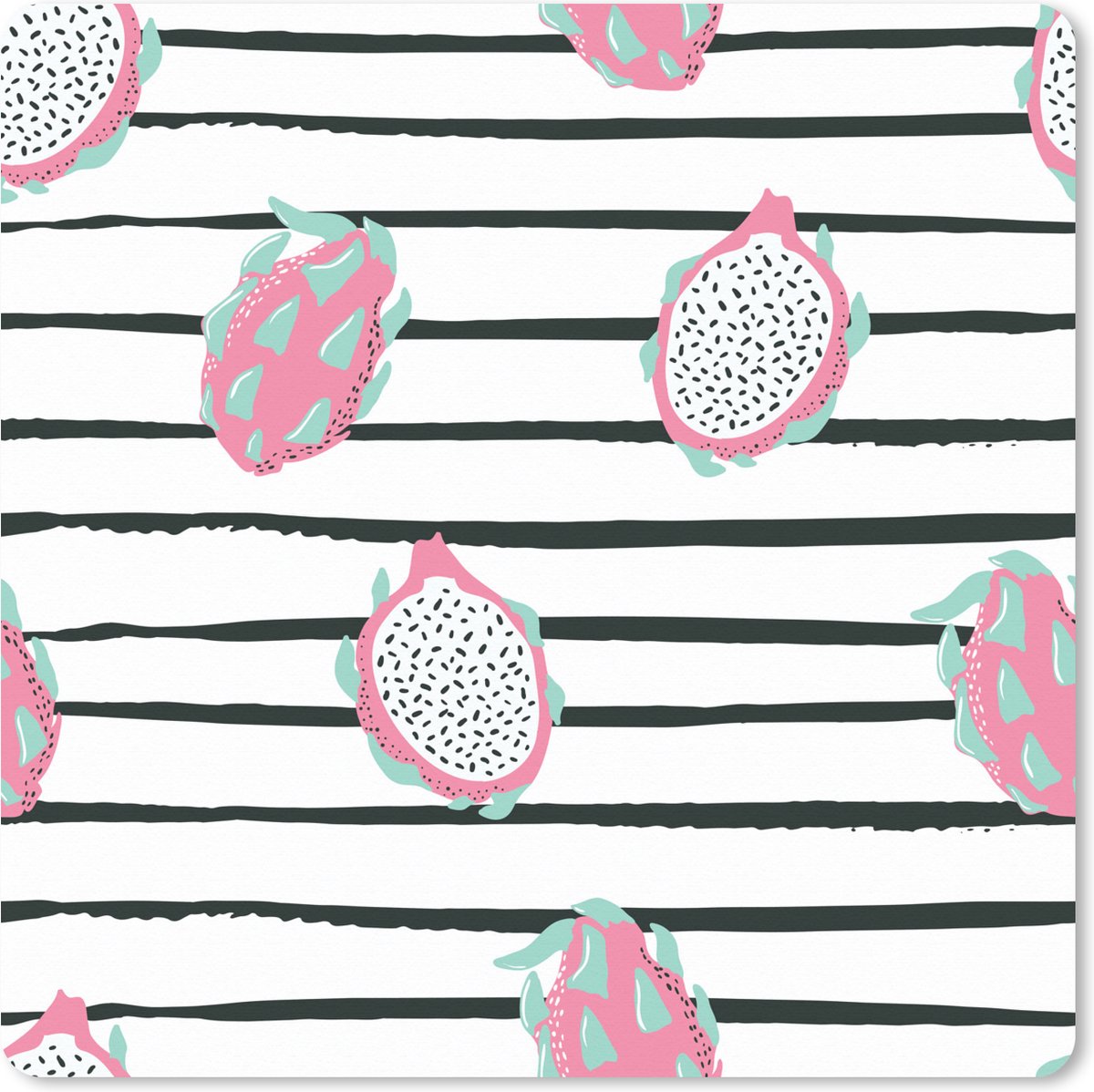 Muismat XXL 50x50 cm - Bureau onderlegger - Bureau mat Zomer - Fruit - Strepen - Bureaumat - Gaming mousepad xl - Bureaulegger groot - Computer deskmat