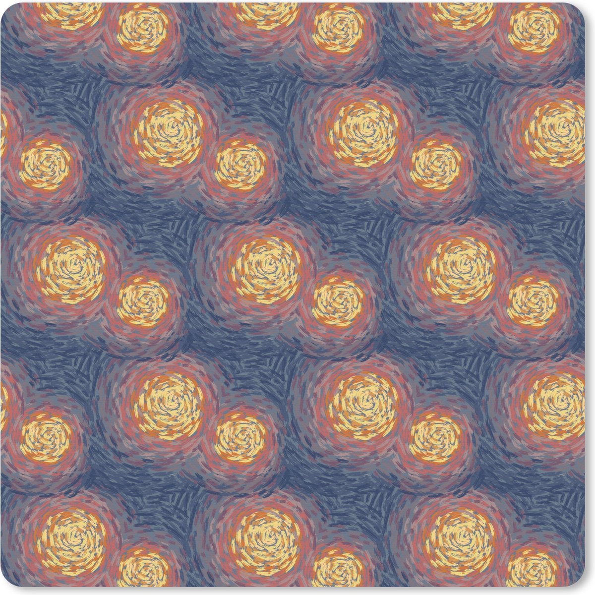 Muismat XXL 50x50 cm - Bureau onderlegger - Bureau mat Kunst - Patronen - Van Gogh - Bureaumat - Gaming mousepad xl - Bureaulegger groot - Computer deskmat