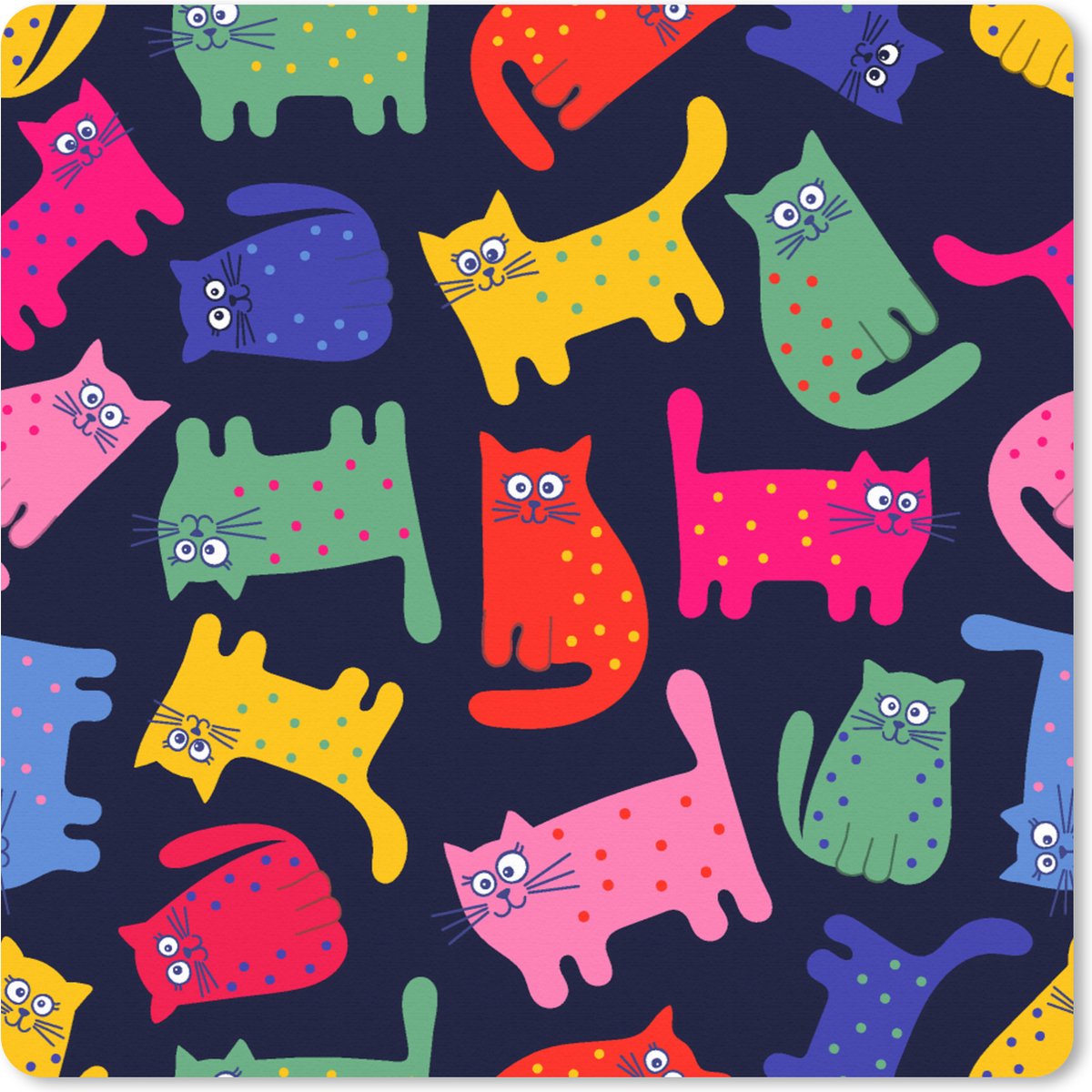Muismat XXL 50x50 cm - Bureau onderlegger - Bureau mat Patronen - Kat - Regenboog - Roze - Meisjes - Kinderen - Kindje - Bureaumat - Gaming mousepad xl - Bureaulegger groot - Computer deskmat