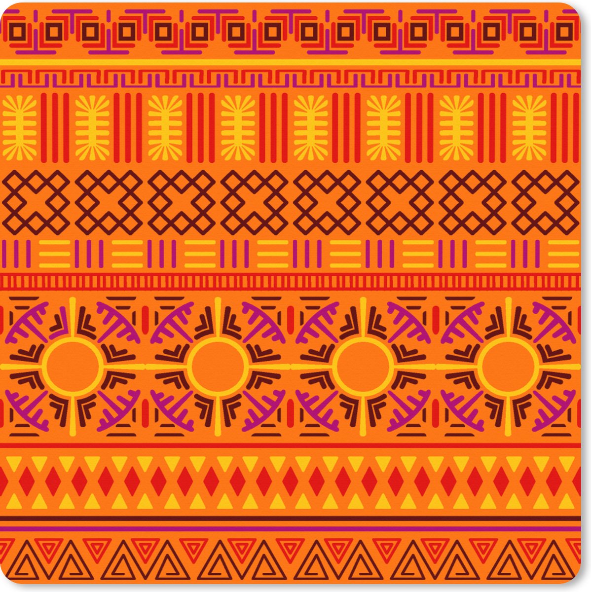 Muismat XXL 80x80 cm - Bureau onderlegger - Bureau mat Patronen - Oranje - Zon - Bureaumat - Gaming mousepad xl - Bureaulegger groot - Computer deskmat