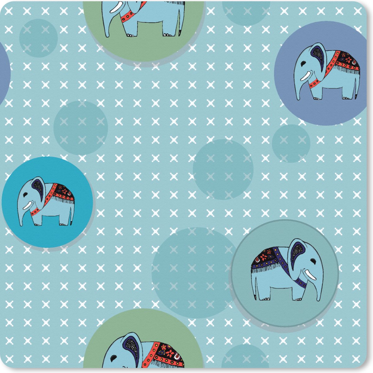 Muismat XXL 80x80 cm - Bureau onderlegger - Bureau mat Olifant - Stippen - Design - Bureaumat - Gaming mousepad xl - Bureaulegger groot - Computer deskmat