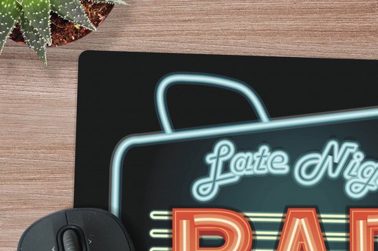 Muismat XXL 60x60 cm - Bureau onderlegger - Bureau mat Een illustratie van een neon bar bord - Bureaumat - Gaming mousepad xl - Bureaulegger groot - Computer deskmat