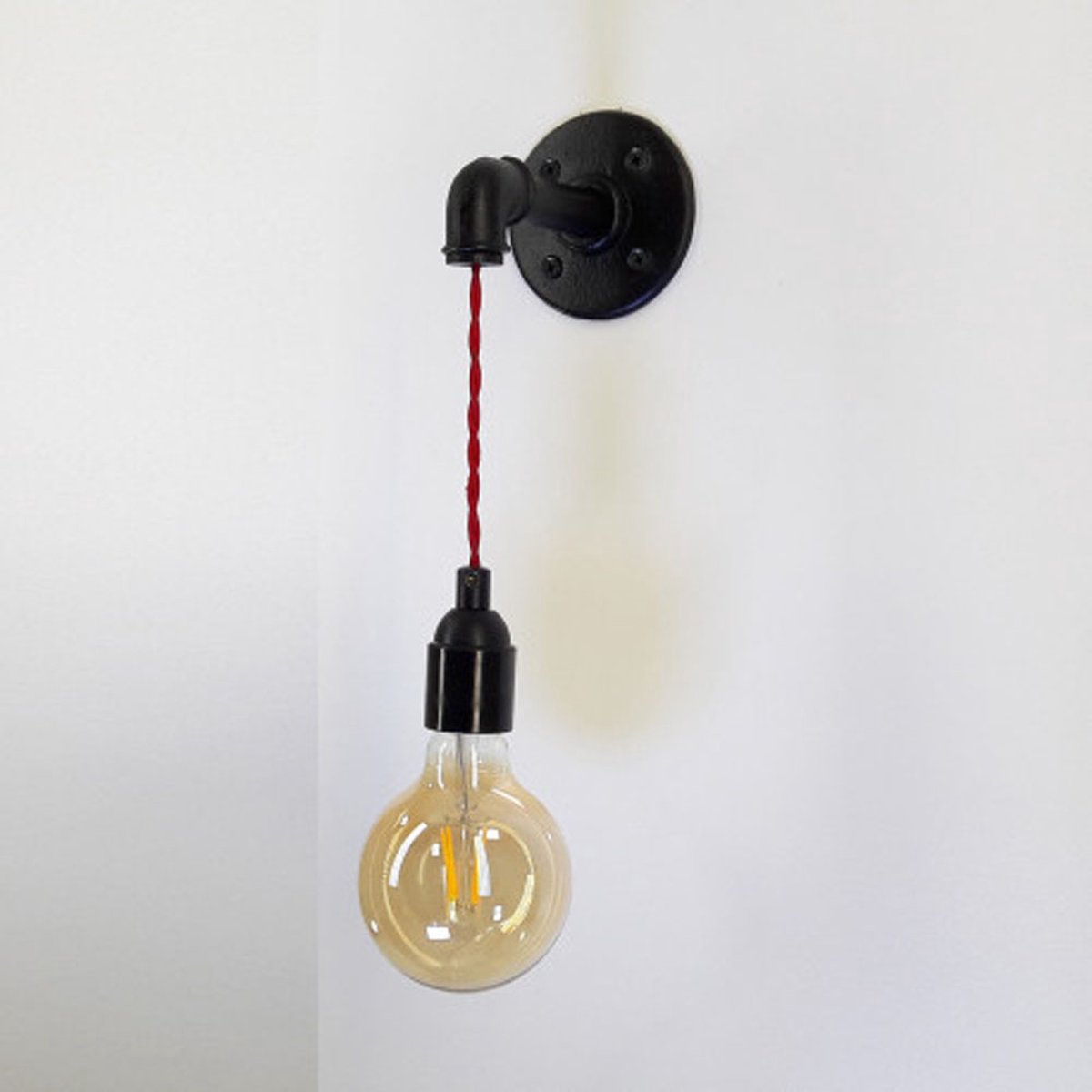 Industriële wandlamp met pijp - Zwart | Detroit