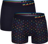 Happy Shorts 2-pack Boxershorts Heren Pride Regenboog Hartjes Blauw - Maat M