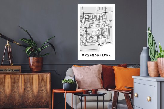 Muurstickers - Sticker Folie - Kaart - Bovenkarspel - Stadskaart - Plattegrond - 60x90 cm - Plakfolie - Muurstickers Kinderkamer - Zelfklevend Behang - Zelfklevend behangpapier - Stickerfolie