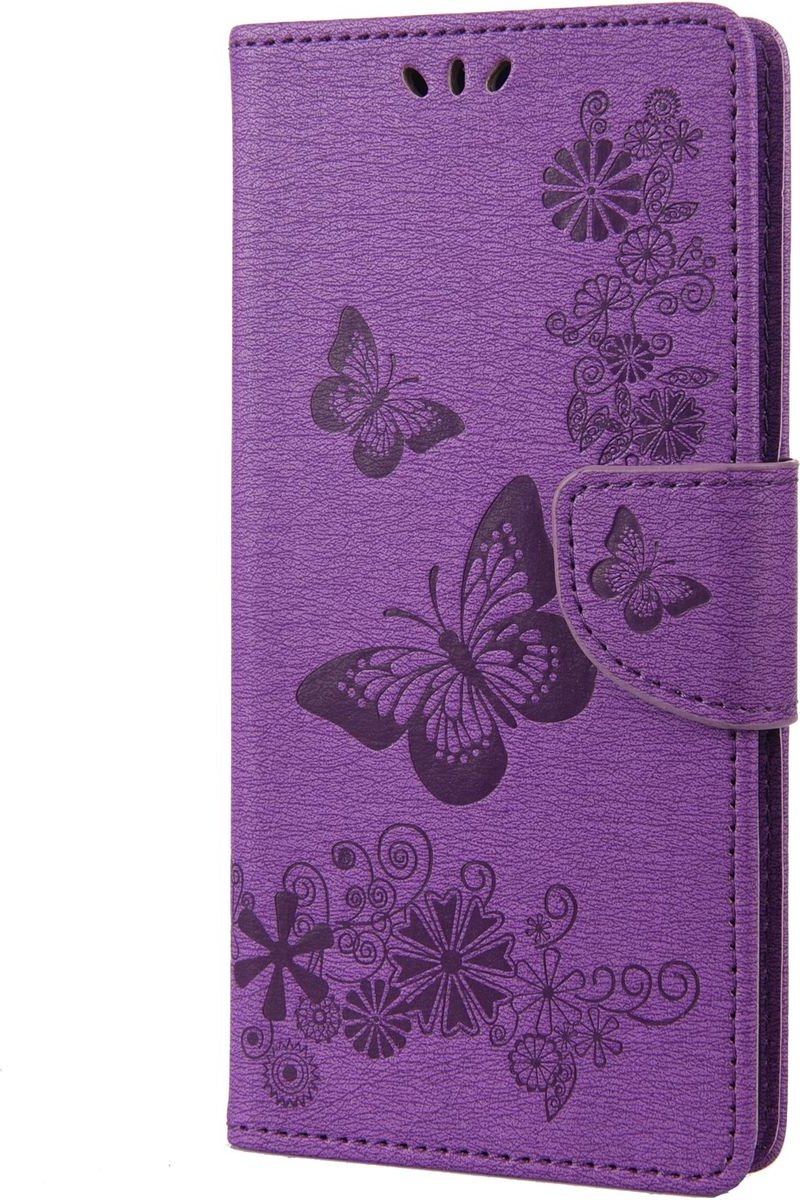 Mobigear Telefoonhoesje geschikt voor Samsung Galaxy M53 Hoesje | Mobigear Butterfly Bookcase Portemonnee | Pasjeshouder voor 2 Pasjes | Telefoonhoesje voor Pinpas / OV Kaart / Rijbewijs - Paars