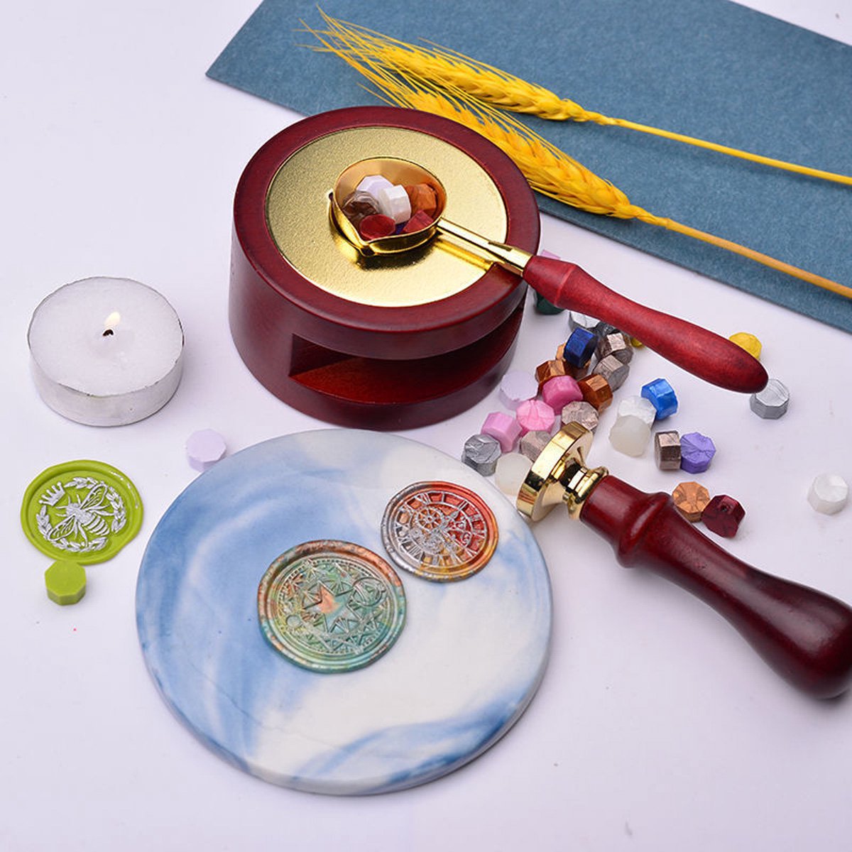 1 set Was Zegel Warmer , Was Zegel Kit Met Waszegel lepel Voor Smeltend 1 set Was Zegel Warmer , Was Zegel Kit Met Waszegel lepel Voor Smeltend