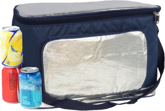 Koeltas schoudertas blauw/zilver met 2 stuks flexibele koelelementen 18 liter van KOEL — afbeelding 2