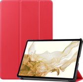 Hoes Geschikt voor Samsung Galaxy Tab S8 Hoes Luxe Hoesje Book Case - Hoesje Geschikt voor Samsung Tab S8 Hoes Cover - Rood .