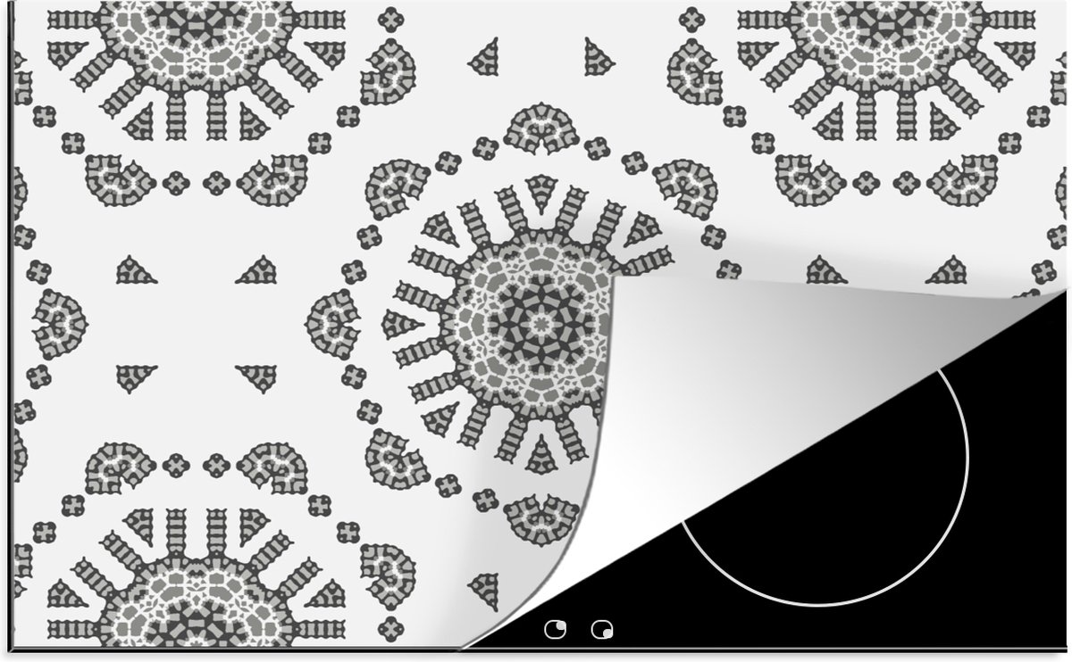 KitchenYeah® Inductie beschermer 81.2x52 cm - Mandala - Patronen - Zwart Wit - Kookplaataccessoires - Afdekplaat voor kookplaat - Inductiebeschermer - Inductiemat - Inductieplaat mat