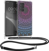 kwmobile telefoonhoesje geschikt voor Samsung Galaxy A53 5G - Hoesje met telefoonkoord - Back cover voor smartphone - Case in blauw / roze / transparant