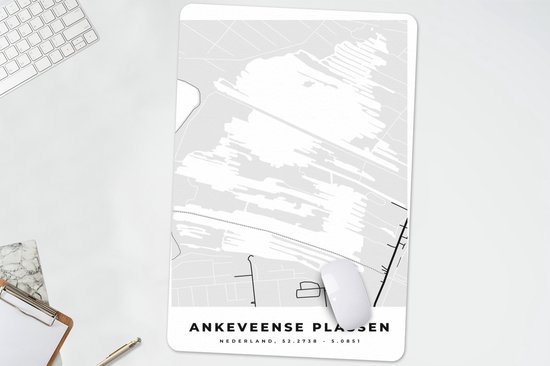 Bureau onderlegger 40x60 cm - Muismat Nederland - Water - Stadskaart - Ankeveense Plassen - Plattegrond - Bureaulegger xl - Desk mat beschermer - Computer muismatten - Stadskaart