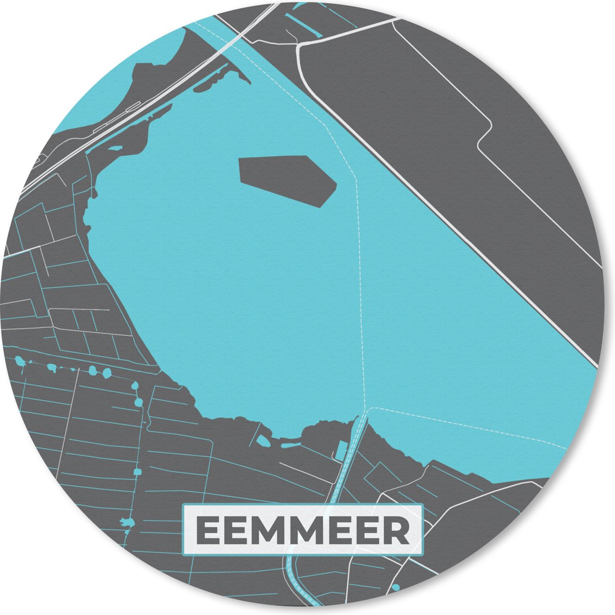 Muismat rond 50x50 cm - Mousepad Stadskaart - Eemmeer - Nederland - Plattegrond - Kaart - Ronde muismatten - Stadskaart
