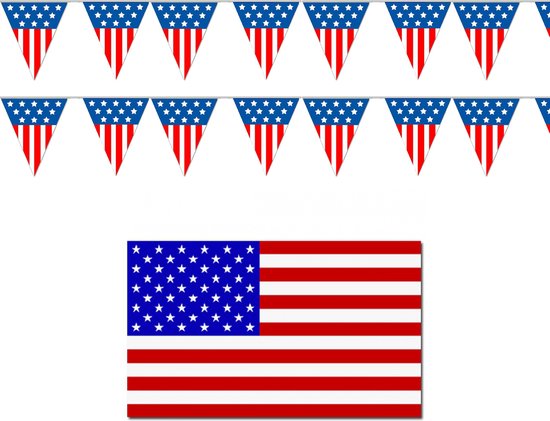 Amerika/USA vlaggen versiering pakket - binnen/buiten - 3-delig - Landen decoraties - voor fans/supporters